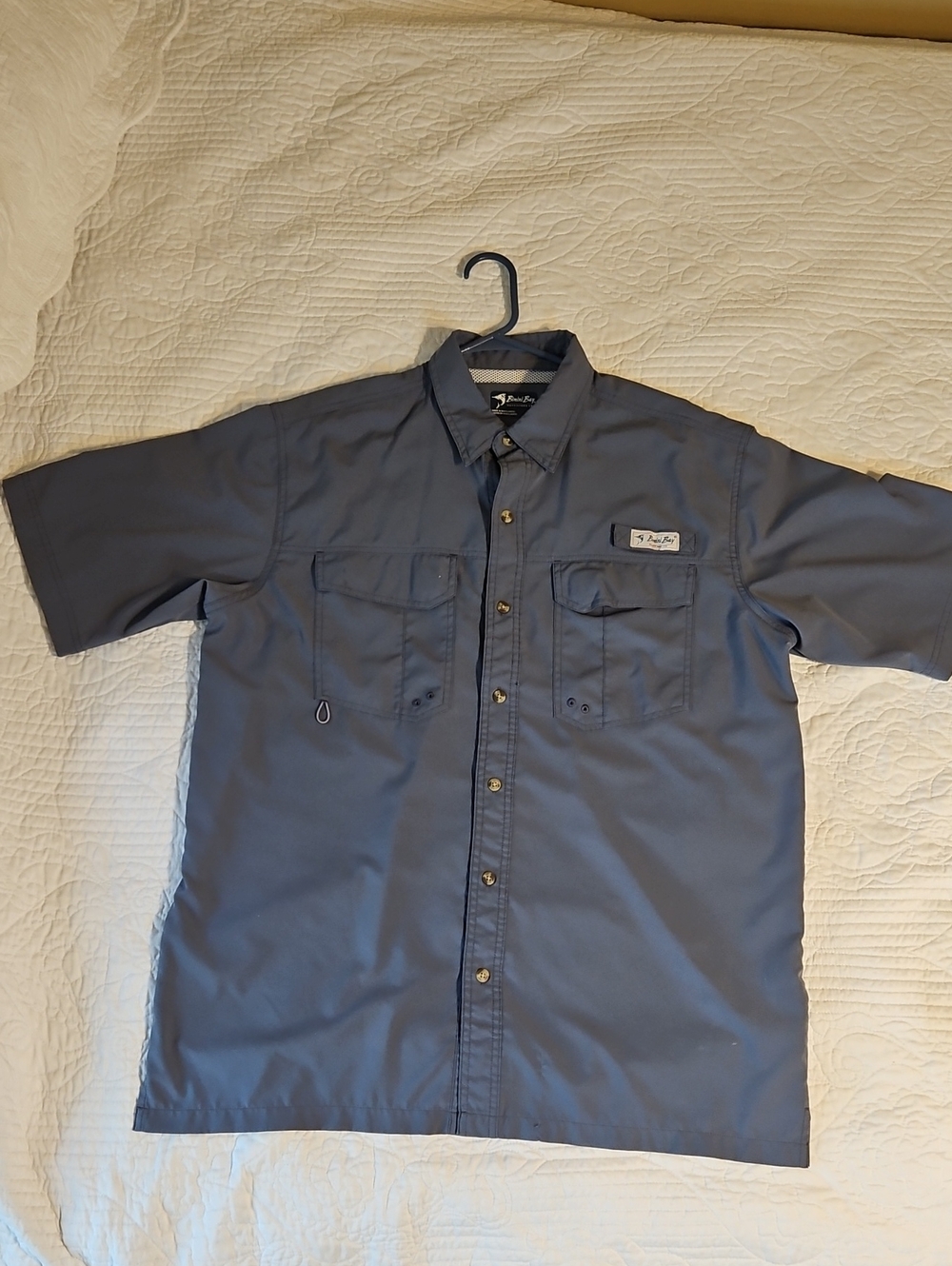 Bimini Bay Men's Short-Sleeve Button-Down Fishing Shirt - Grayish Blue